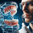Dentist examining patient's bite.