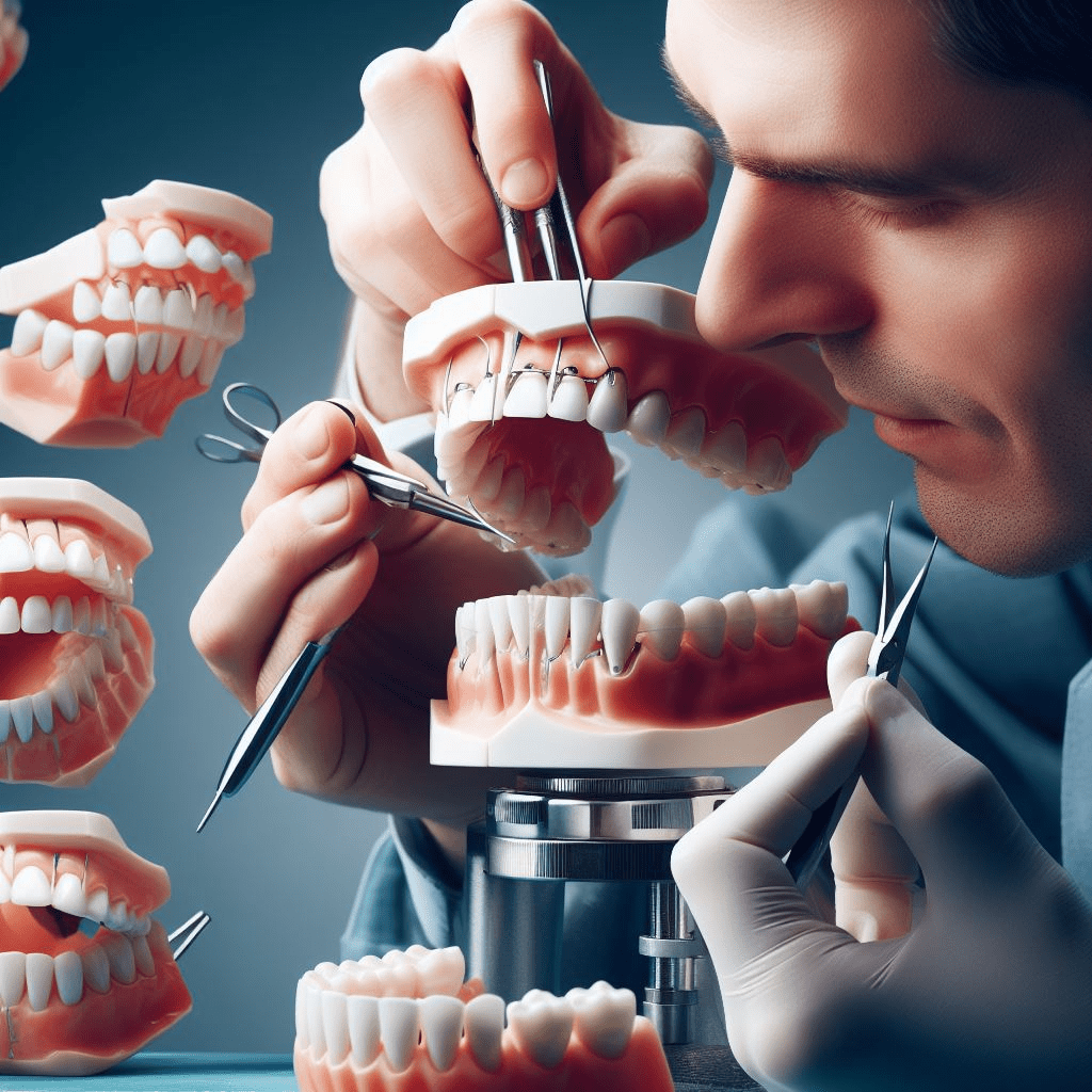 Dental professionals take precise impressions for bite registration.