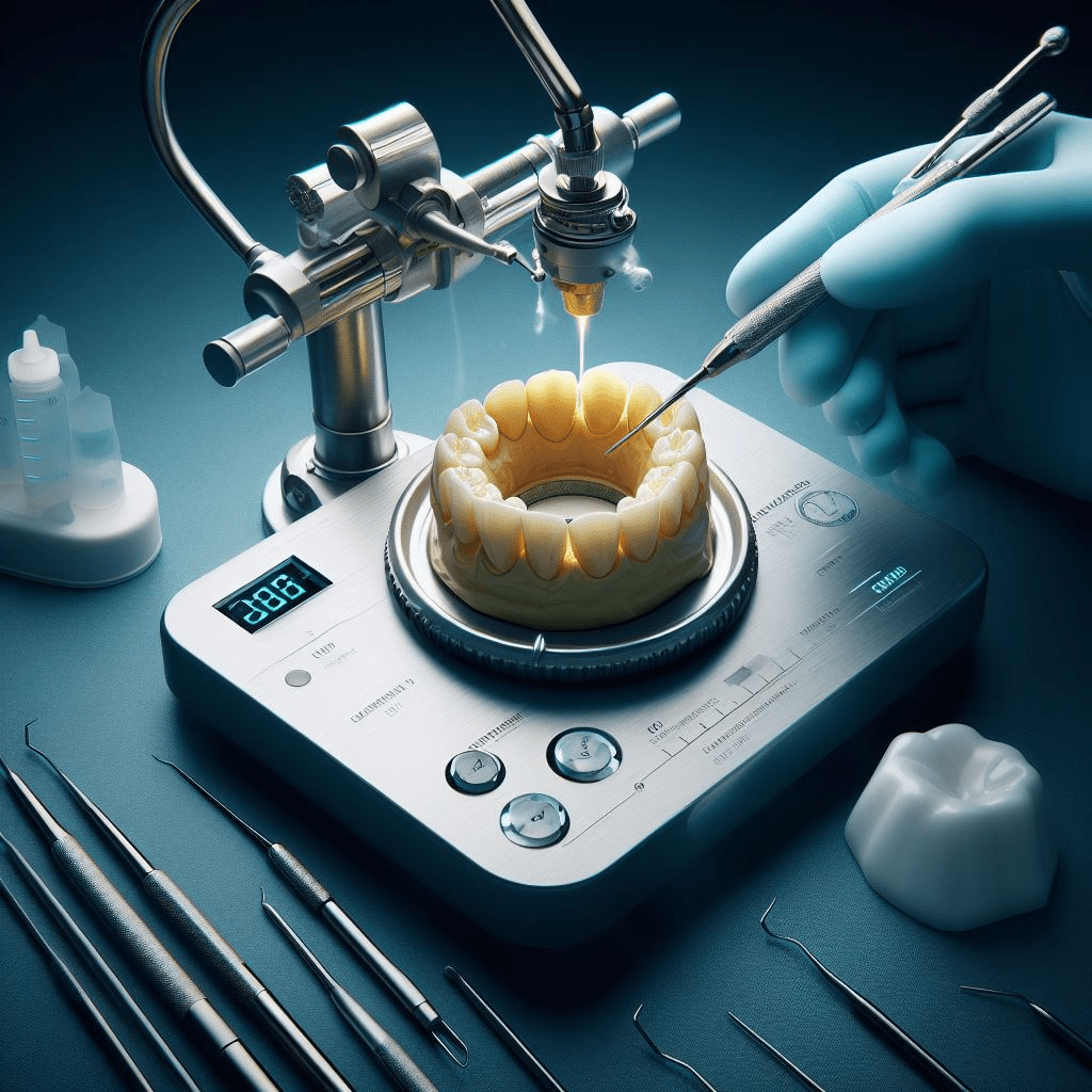 Image showing a dental technician working with a waxing spatula and wax